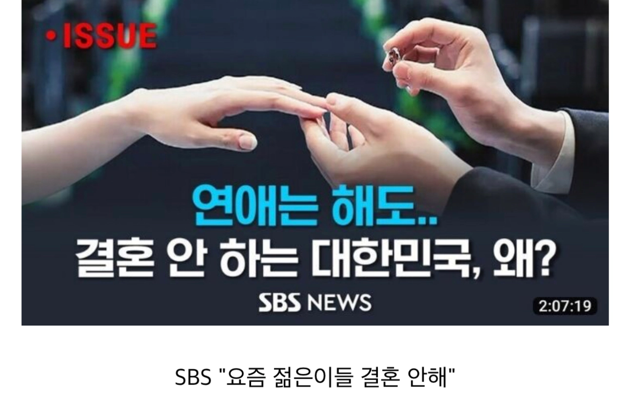 요즘 젊은이들 결혼 안해