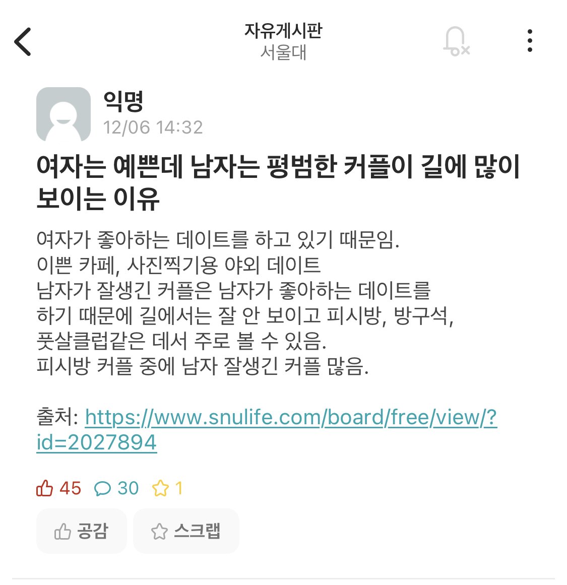 예쁜 여자, 평범한 남자 커플이 많이 보이는 이유