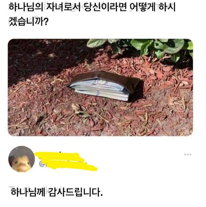 큰 돈이 들어있는 지갑을 발견했을때
