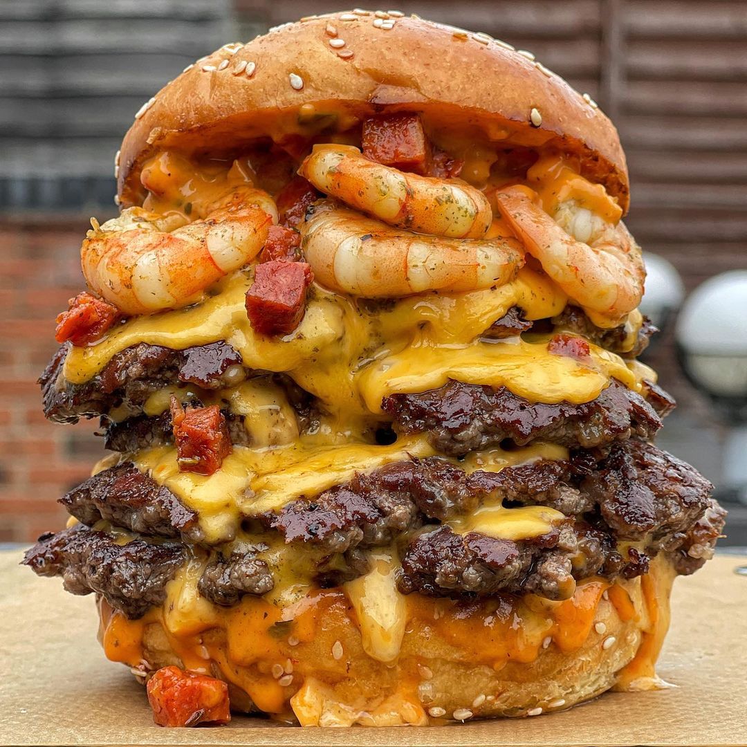 쉬림프 비프 치즈 버거