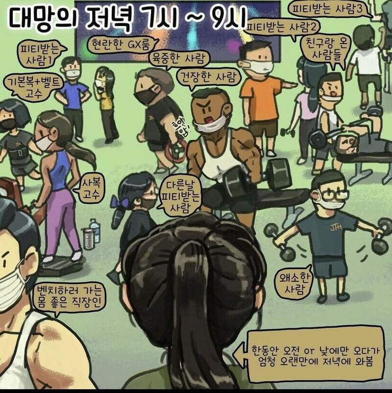 헬스장 저녁 7~9시가면 생기는 일...