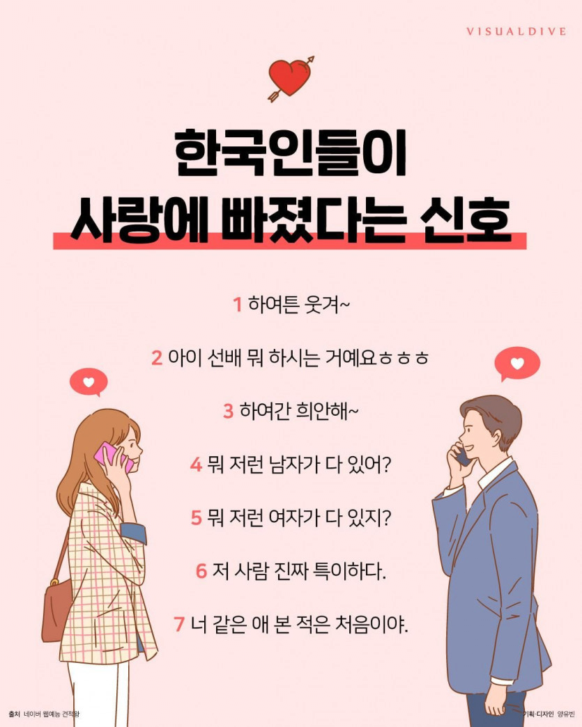 한국인들이 사랑에 빠졌다는 신호